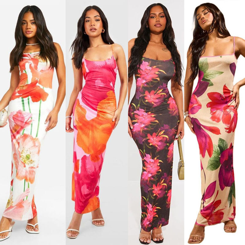 Thumbnail: Y2K Fairy Floral Slip Slim Maxi Dress