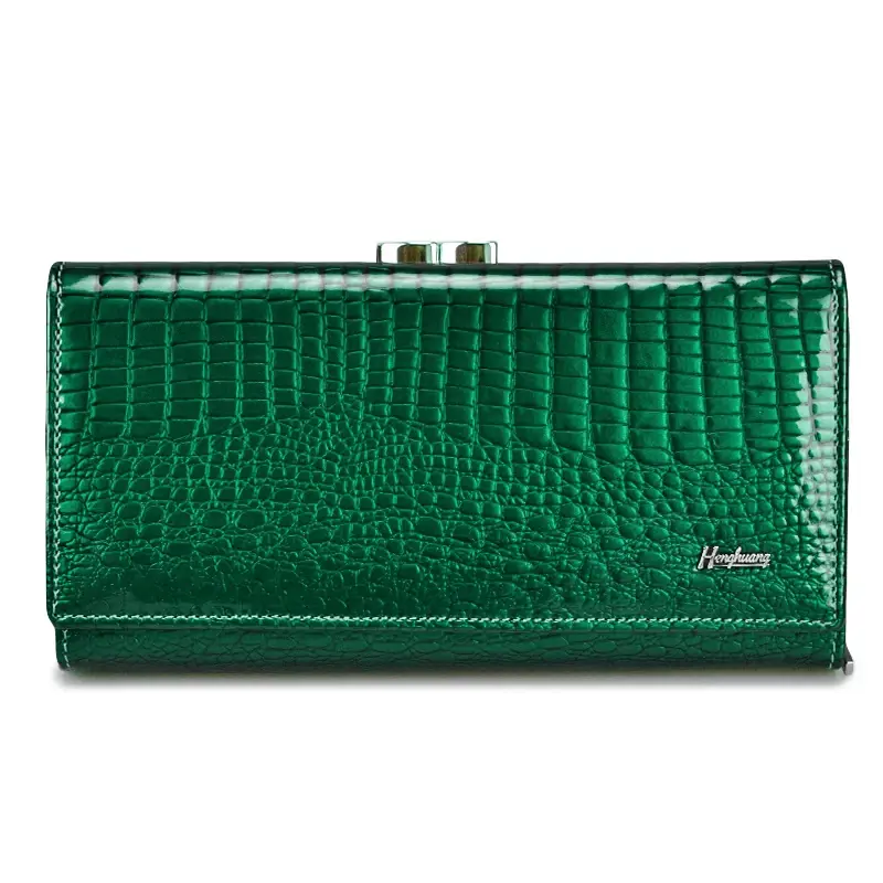 Thumbnail: Genuine Leather Alligator Pattern Long Clutch Wallet Luxury Card Holder Purse