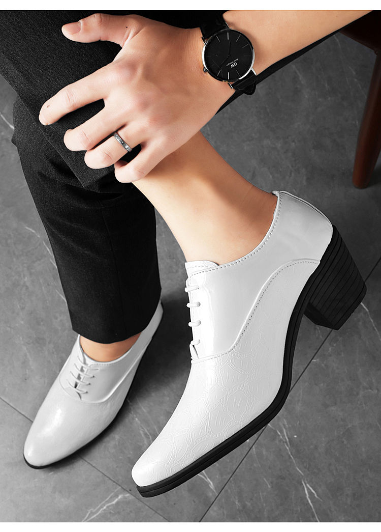 Thumbnail: Mens Red Leather Dress Shoes with Elegant Slip On Design and Big Size Options