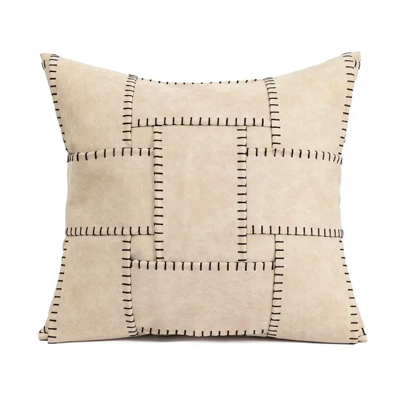 Thumbnail: Brown Patchwork Throw Pillow Cover 30x50/45x45CM Modern Minimalist