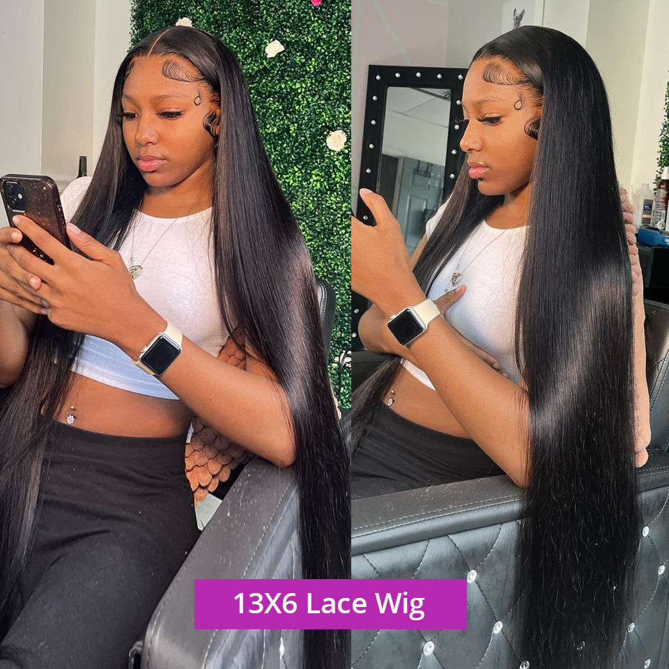 Thumbnail: Bone Straight Lace Wig – 13x4/13x6 Glueless, Brazilian Human Hair