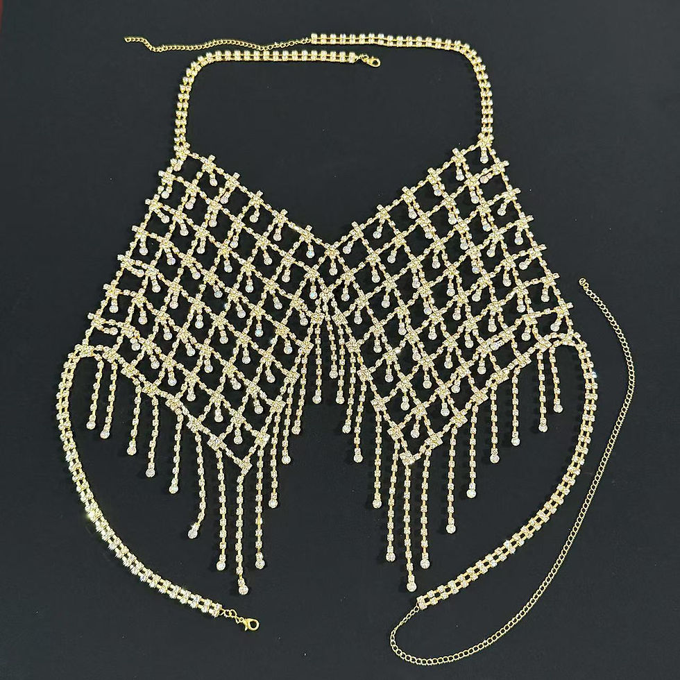 Thumbnail: Beach Bikini Fringe Rhinestone Chest Chain Women's Luxurious Sparkling Crystal