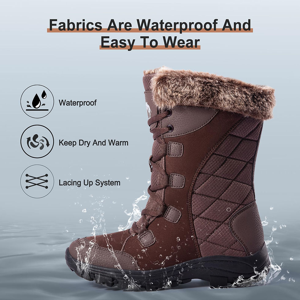 Thumbnail: Womens Waterproof Snow Boots Insulated Warm Fur Lined Mid Calf
