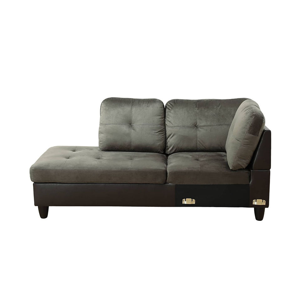 Thumbnail: Taupe Flannel and PVC 3-Piece Modular Sofa Set with X-Stitch Design