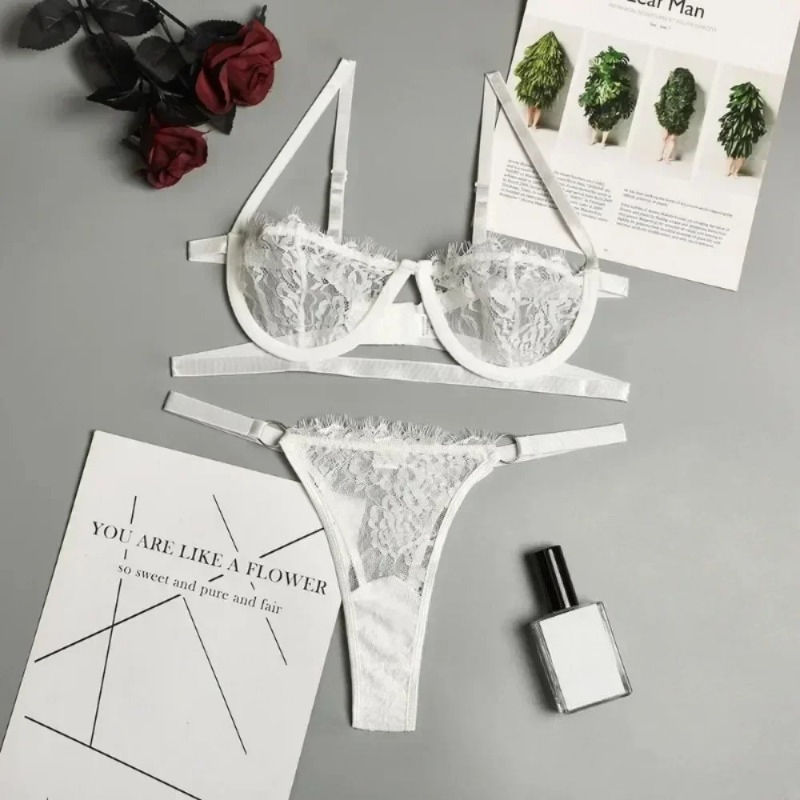Thumbnail: Women’s Fairy Embroidered Lace Bra & Panty Lingerie Set – Wire-Free