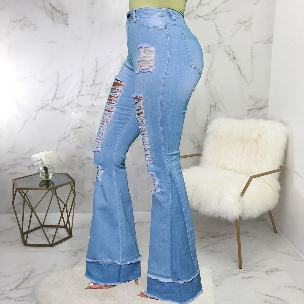 Thumbnail: Women’s High Waist Wide Leg Ripped Jeans – Vintage Distressed Denim