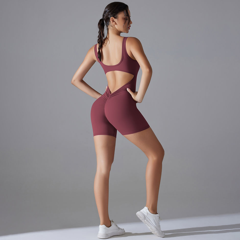 Thumbnail: V Back Scrunch Jumpsuit for Women Sleeveless Gym Bodysuit Romper Sportswear