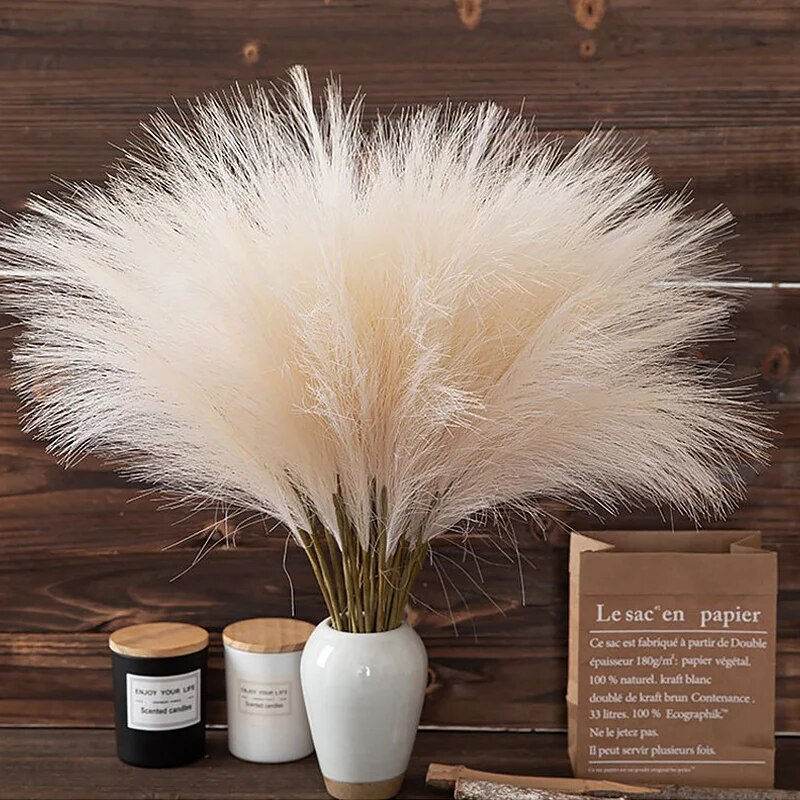 Thumbnail: Artificial Reed Bouquet – 10pcs Bohemian Plastic Floral Decor for Home & Events