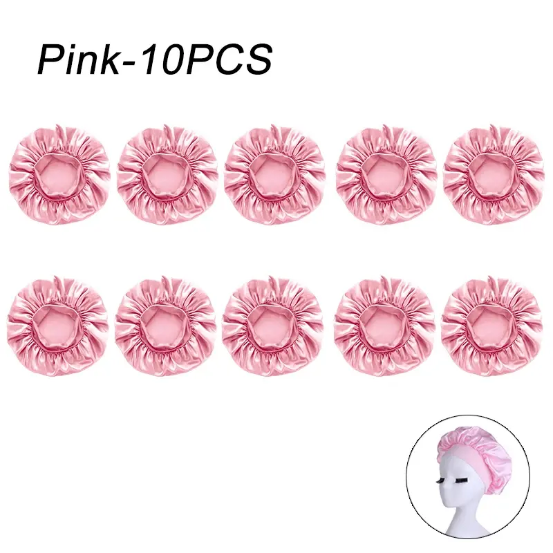 Thumbnail: Satin Wide Brim Sleeping Hat with Elastic Band for Women and Men Head Wrap