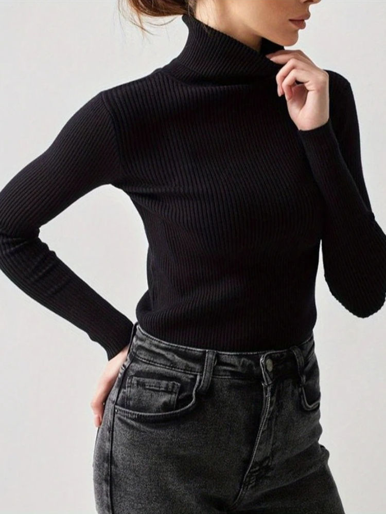 Thumbnail: Women’s Turtleneck Knit Sweater – Soft Casual Pullover for Winter