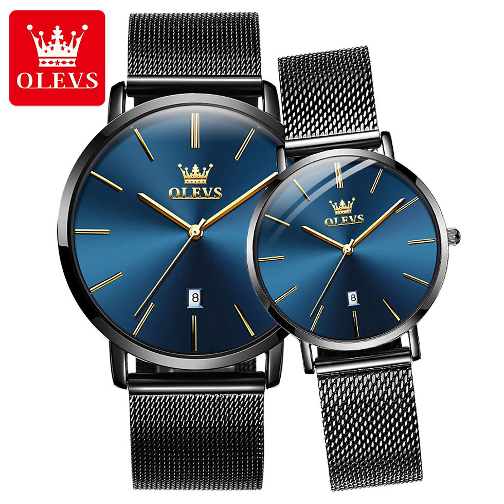 Thumbnail: Stainless Steel Milanese Strap Multifunction Waterproof Quartz Couple Watch