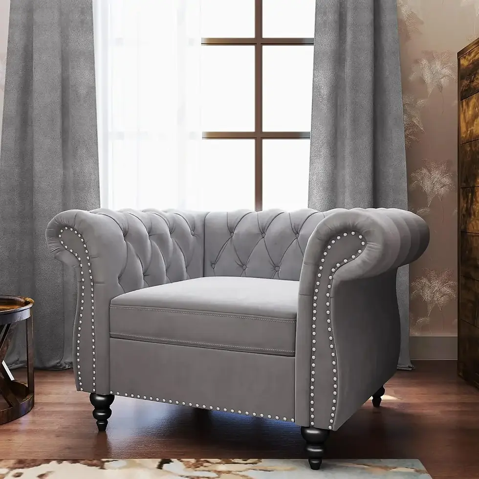Thumbnail: Velvet Loveseat Sofa with Rolled Arms and Nailhead Trim – 2-Seater