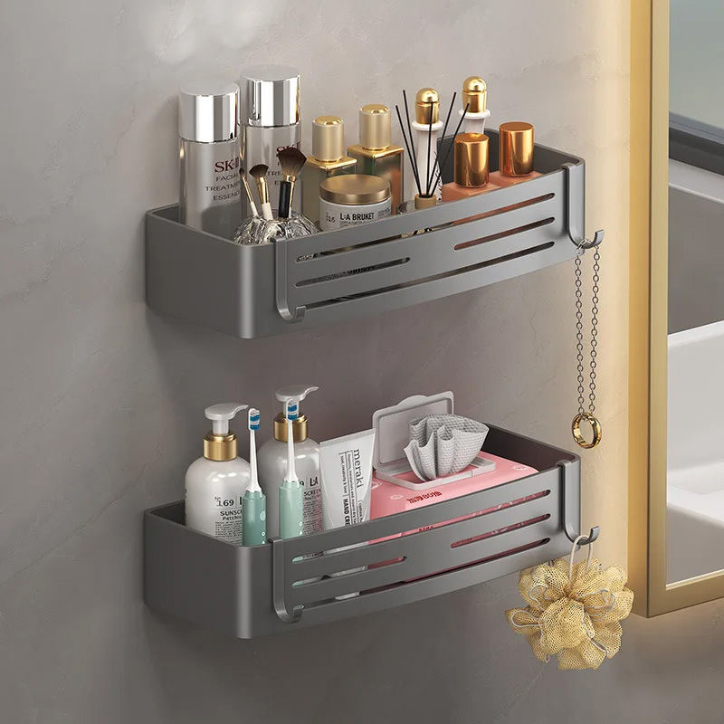 Thumbnail: Self-Adhesive Bathroom Shelf – No-Drill Space Aluminum Wall-Mounted Shower Rack