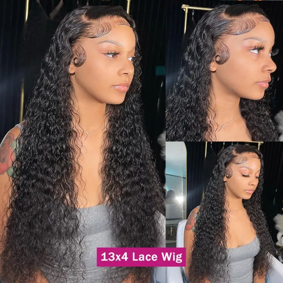 Thumbnail: Deep Wave HD Lace Wig – 30–32 Inch 13x4 Brazilian Human Hair Frontal