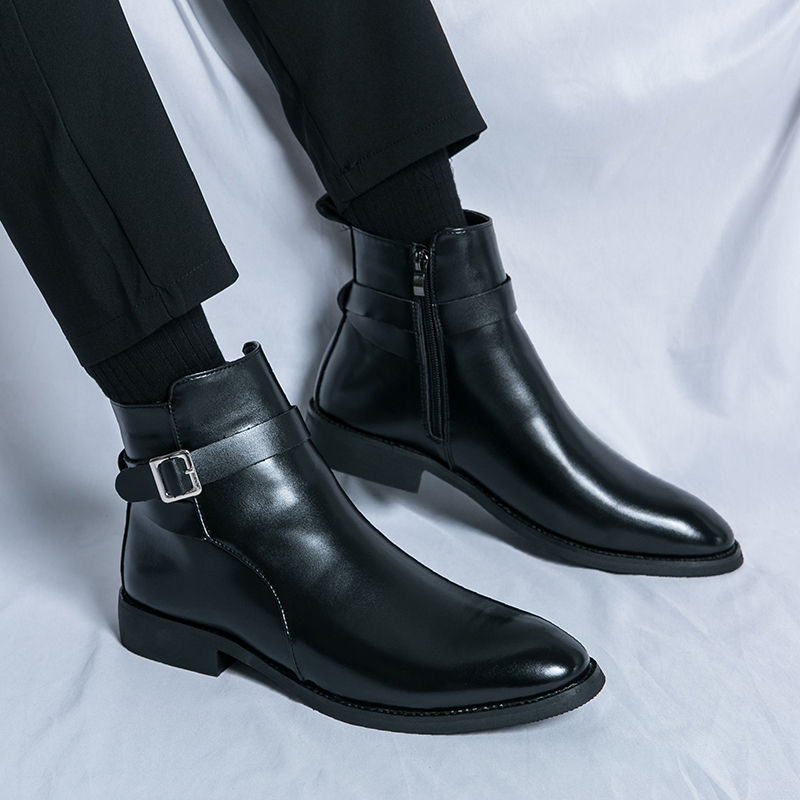 Thumbnail: Mens Chelsea Leather Boots Business Stylish Winter Casual Ankle Footwear