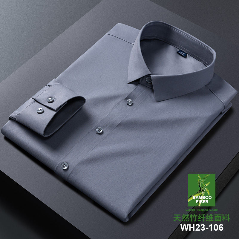 Thumbnail: Men's Bamboo Fiber Dress Shirt – Slim Fit Anti-Wrinkle Long Sleeve Smart Casual
