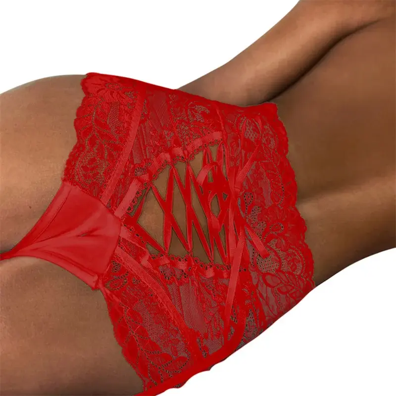 Thumbnail: Sexy Ladies Hollowed Out Adult Sex Women Underwear High Waist Lace Panties