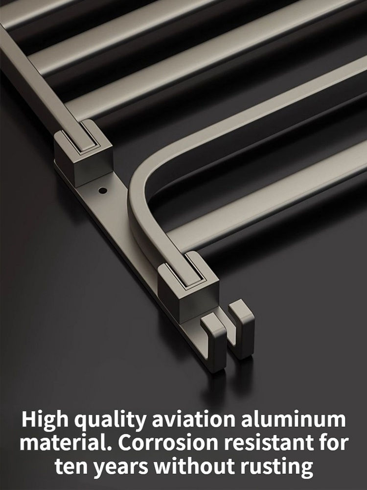 Thumbnail: Upgraded Folding Aluminum Towel Rack – 50–60cm Wall-Mounted Holder in Grey/Black