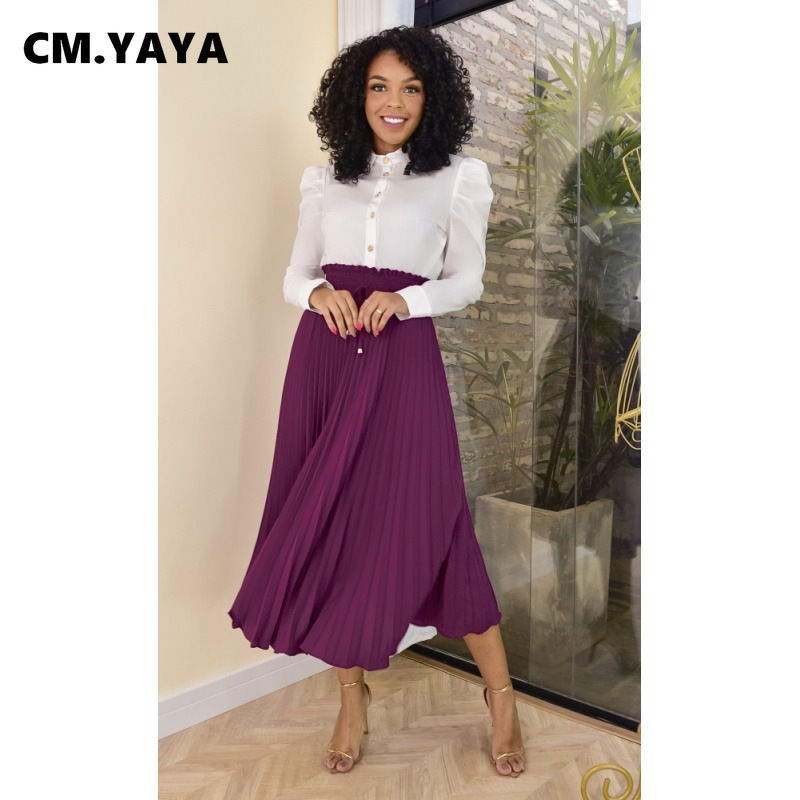 Thumbnail: High‑Waist Pleated Big Swing Midi Skirt