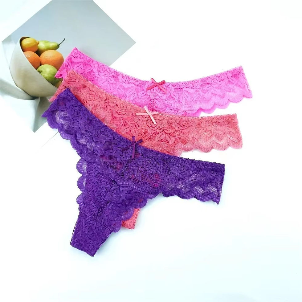 Thumbnail: Women’s Lace G-String Thong – Low Waist, Transparent Design (3-Pack)