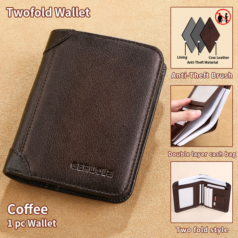 Thumbnail: GERUOLA Genuine Leather RFID Wallet – Slim Classic Design with ID & Card Slots