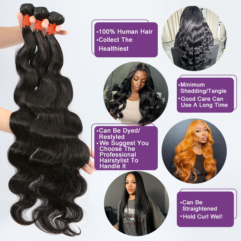 Thumbnail: Raw Indian Body Wave Hair Bundles – 30/40 Inch Virgin Hair (2–4 PCS)