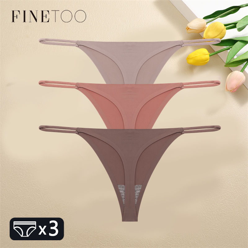 Thumbnail: 3-Pack Women's Seamless Thongs – Low-Rise Bikini G-String Panties
