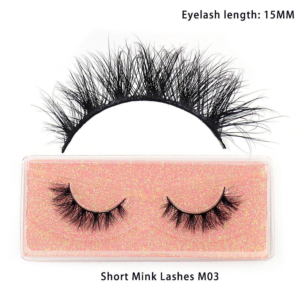 Thumbnail: Short Natural Mink Fluffy Wispy Eyelashes 12mm-15mm