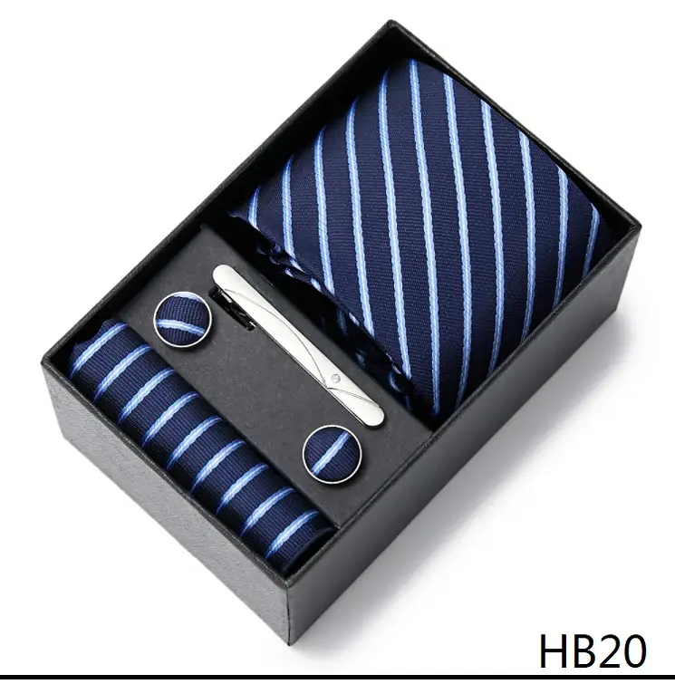Thumbnail: Men’s 7.5cm Black Tie Set with Hankerchief, Cufflinks & Clip Handmade Necktie