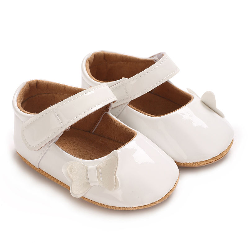 Thumbnail: Newborn Girl Baptism Shoes with Soft Non Slip Rubber Sole and Decorative Bow