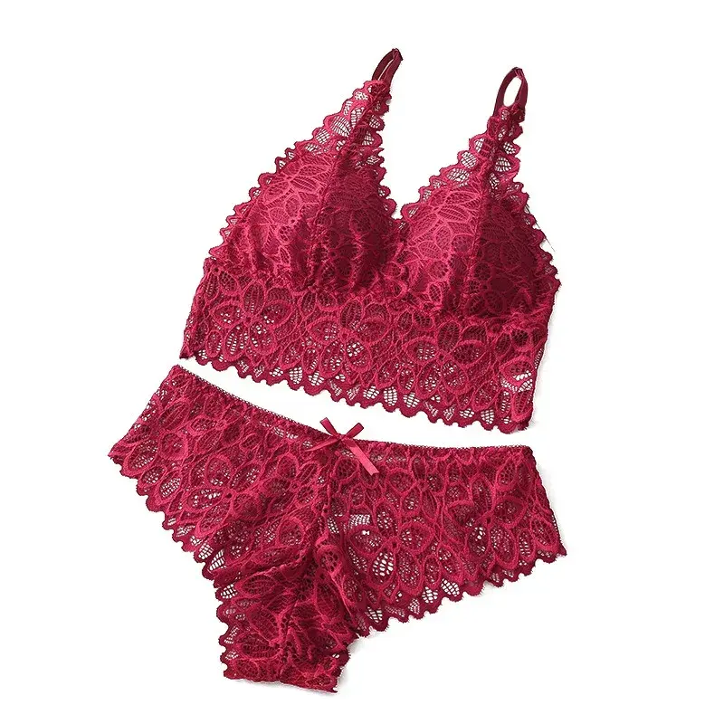Thumbnail: Women’s Lace Seamless Bra & Panty Set Wire-Free Lingerie