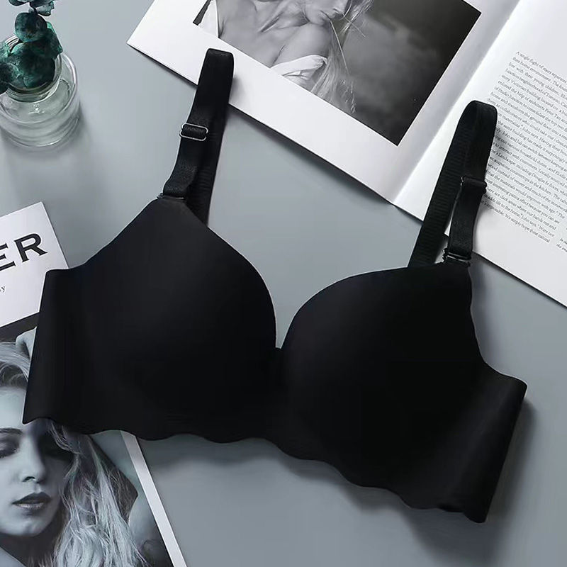 Thumbnail: Comfort Wireless Bras for Women Underwear Seamless Solid Pink Black Bras Top