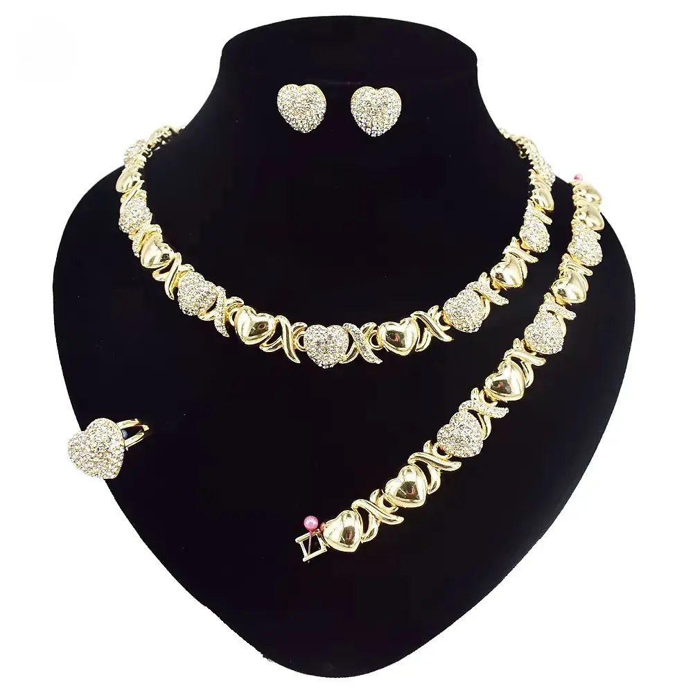 14K Gold-Plated Jewelry Set – Necklace, Earrings, Ring & Bracelet