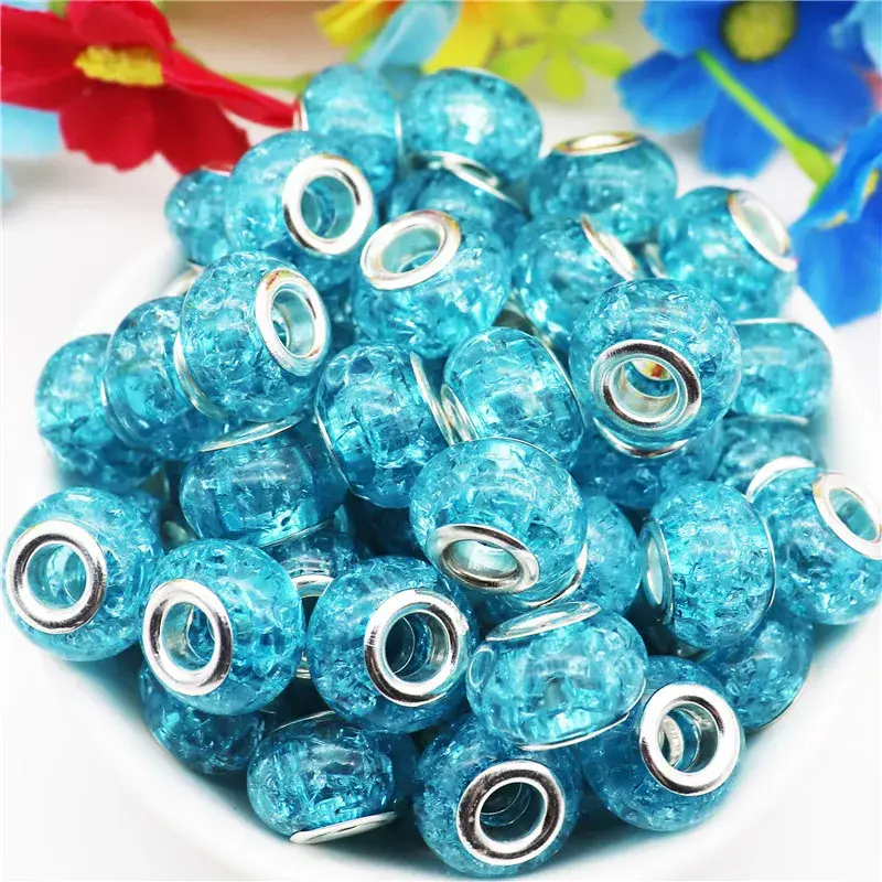 Thumbnail: 10 Pcs 45-Color Large Hole Resin 3D Crystal Murano Spacer Beads