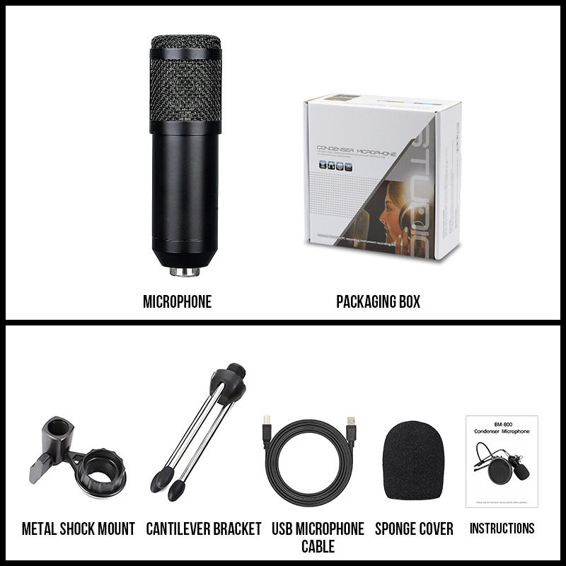 Thumbnail: BM-800 USB Recording Microphone Kit with Adjustable Arm for Live Streaming