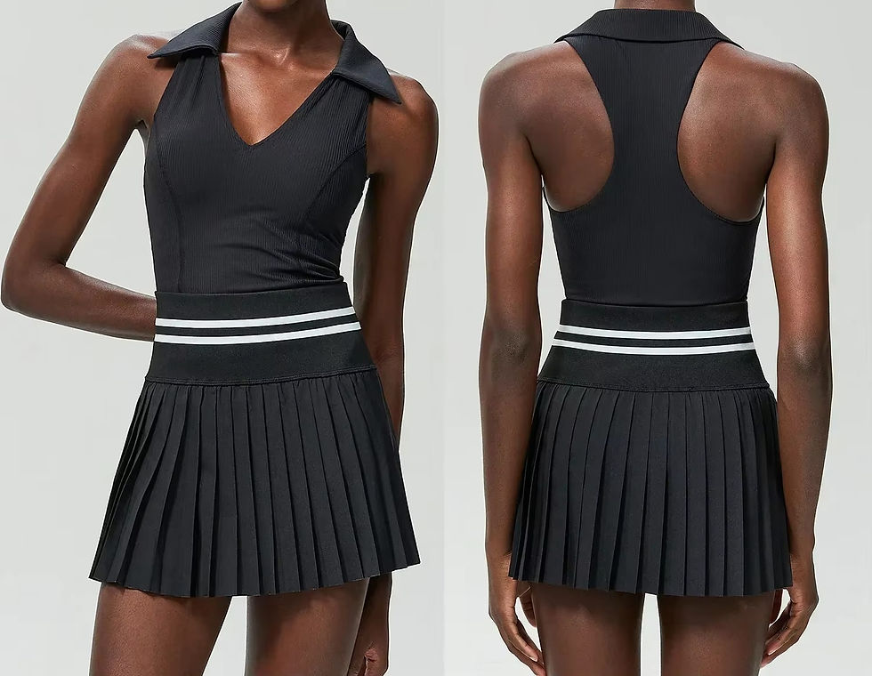 Thumbnail: Womens 2 Piece Yoga Set with Gym Top and Breathable Tennis Skirt