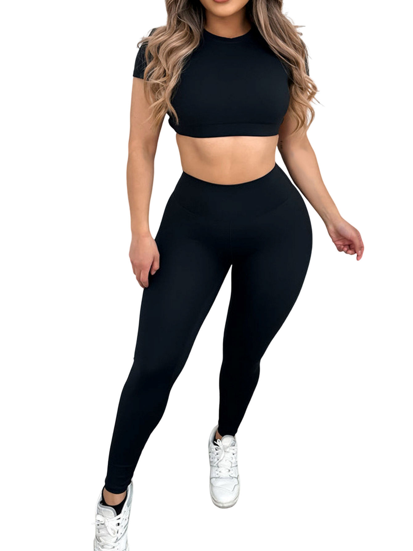 Women’s Backless Gym Outfit – High Stretch Leggings & Top
