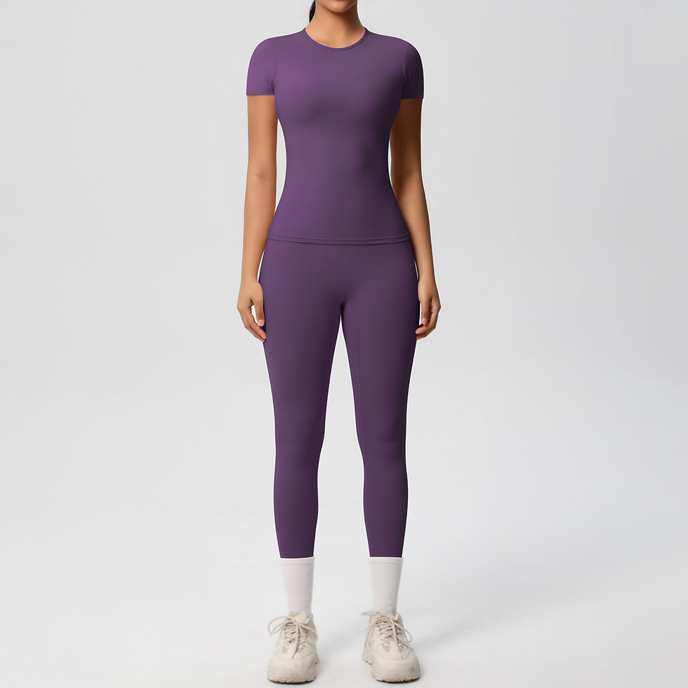 Thumbnail: 2PCS Patchwork Yoga Suit for Women with Crop Tube Top and Bodycon Fit