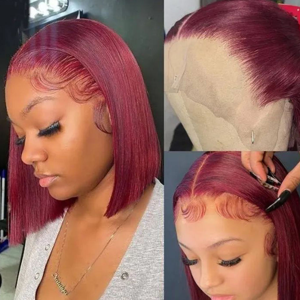 Thumbnail: Ombre Blonde Straight Bob Wig – 13x6x1 Lace Front Brazilian Hair