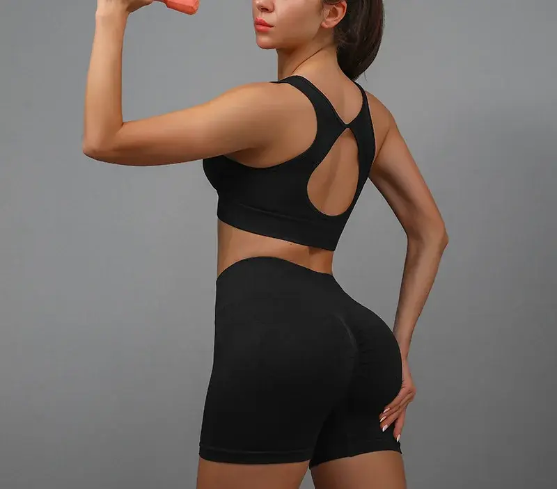 Thumbnail: Seamless Yoga Outfit – Sleeveless Sports Bra & Shorts Set for Women
