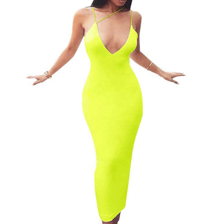 Thumbnail: Spaghetti Strap Bodycon Maxi Dress Summer Party Night Gown