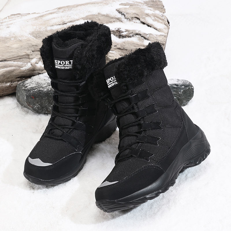 Thumbnail: Fashion Thick Sole Winter Snow Boots for Women with Warm Cotton Lining
