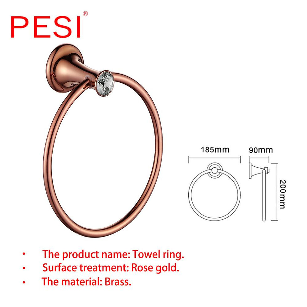 Thumbnail: Rose Gold Bathroom Hardware Set – Brass Towel Bar, Shelf & Tissue Holder