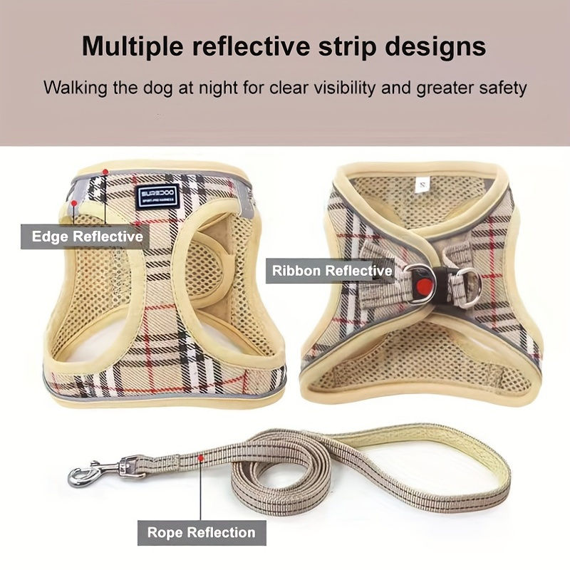 Thumbnail: Adjustable Reflective Dog Chest Harness with Traction Rope – Safe & Comfortable