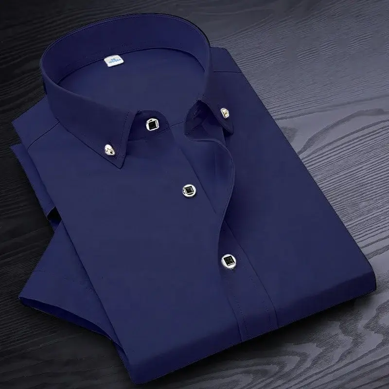 Thumbnail: Men’s Short Sleeve Non‑Iron Solid Business Dress Shirt