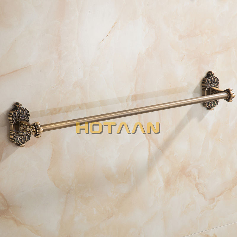 Thumbnail: 24-Inch Antique Brass Towel Bar – Solid Aluminum, Wall-Mounted with Hook