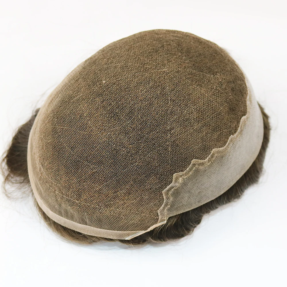 Thumbnail: Fantasy Beauty Light Brown Men’s Toupee – Lace & PU Base, Natural Hairline, 26mm