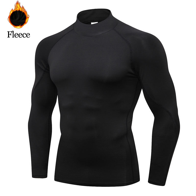 Thumbnail: Men’s Fleece Thermal Compression High‑Neck Long Sleeve Shirt