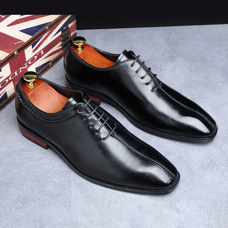 Thumbnail: Mens Classic Business Oxford Shoes Microfiber Leather Square Toe Lace Up
