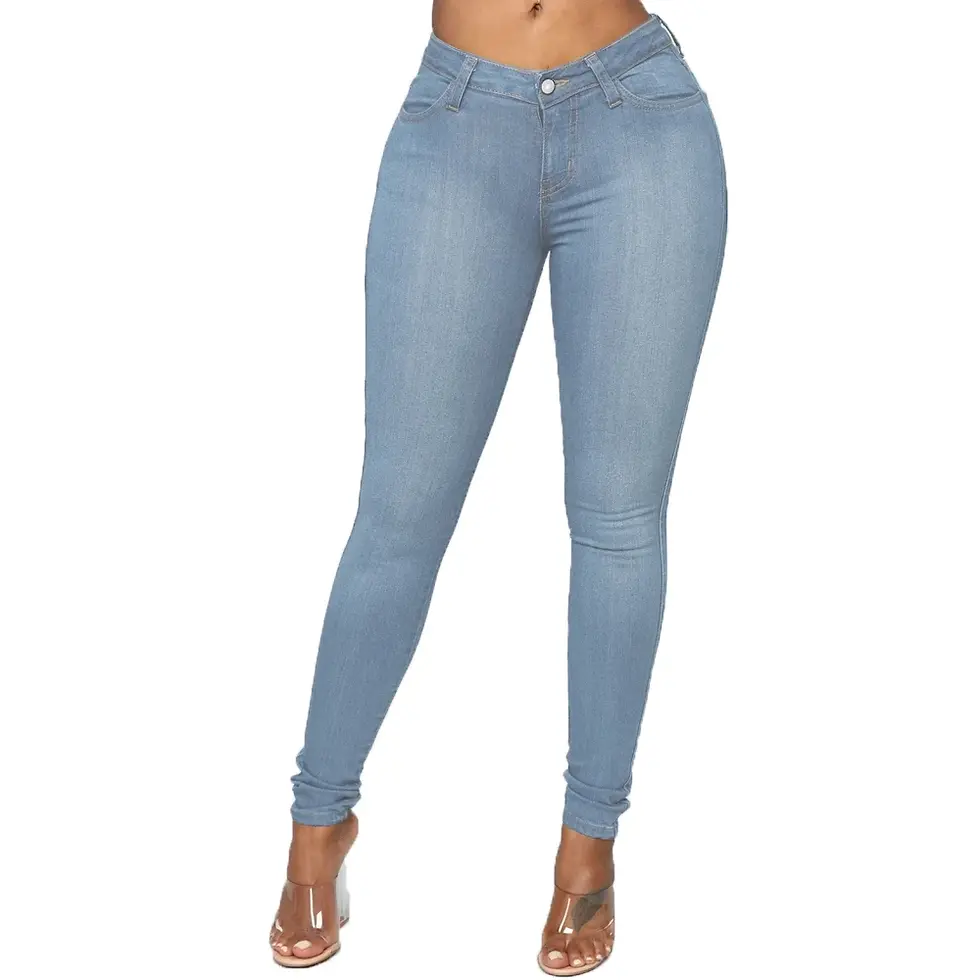 Thumbnail: Women’s High Waist Elastic Denim Jeans – Stretch Slim Fit Pants